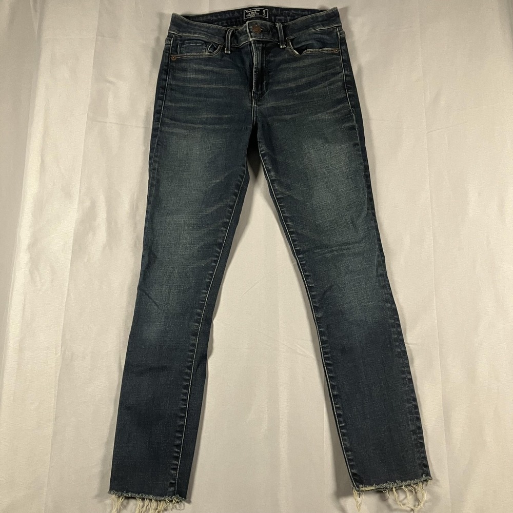 Abercrombie & Fitch Jeans Womens 0‎ Blue Harper Low Rise Ankle Raw Hem Slim
